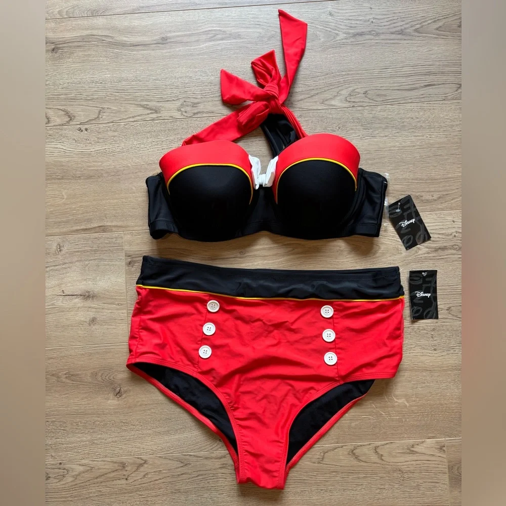 NWT Disney Mickey Mouse Halter Swim Bikini 2PC Plus Size 2X - Picture 5 of 14